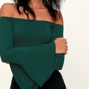 LULU'S Off Shoulder Bell Sleeve Blouse